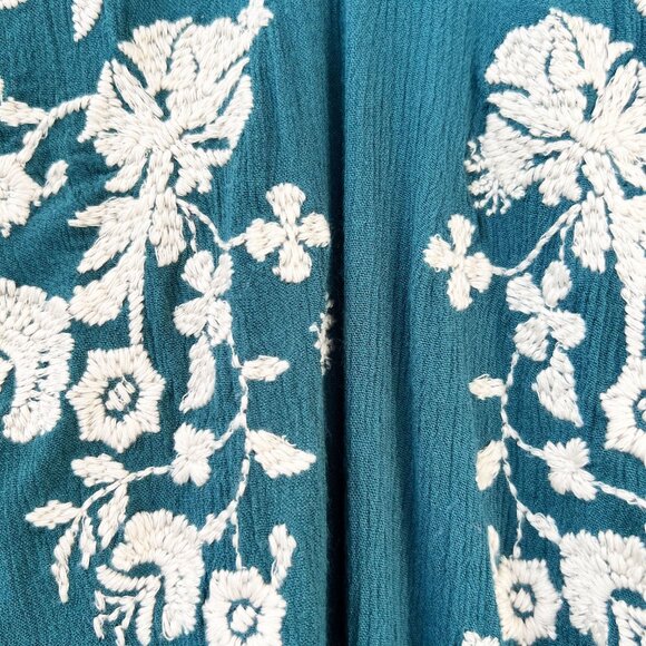 Free People | Sweet Tennessee Babydoll Long Sleeve Embroidered Dress in Teal | S - Picture 5 of 15